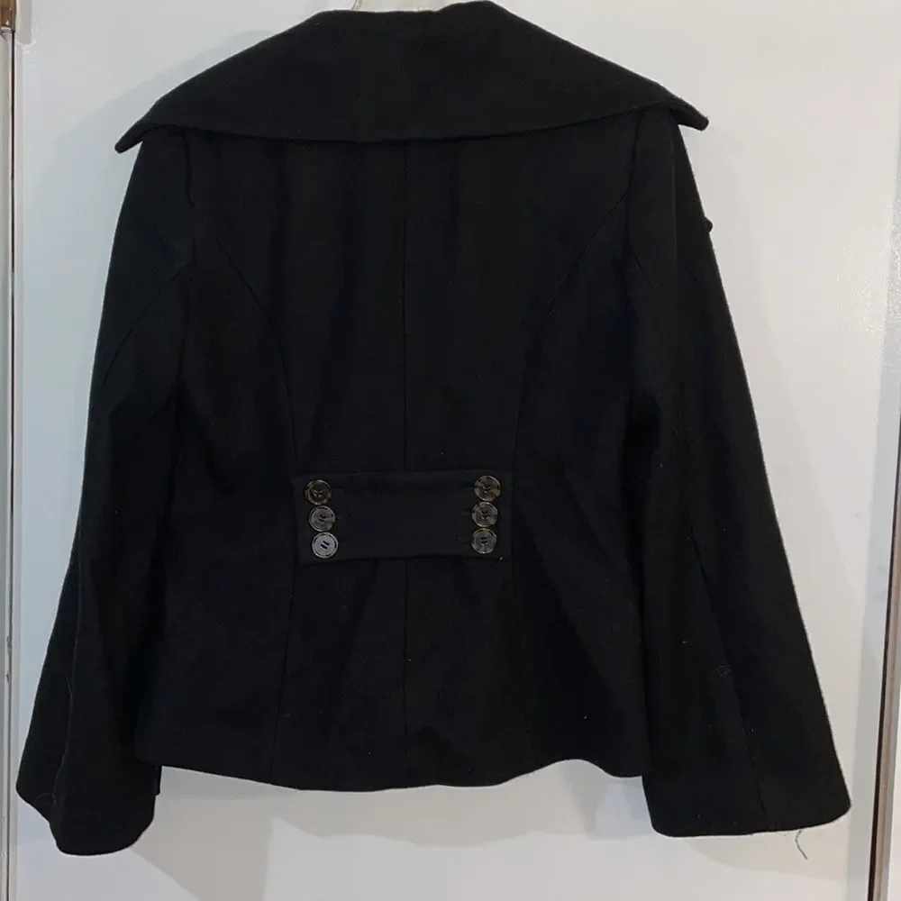 Marvin Richards Pea Coat Black Women’s Small worn a couple times great condition - Picture 6 of 8